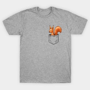 Wildlife Funny Cute Red Squirrel In Your Pocket T-Shirt